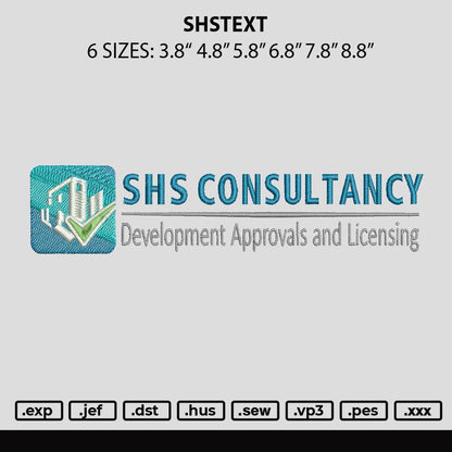 Shstext Embroidery File 6 sizes