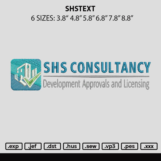 Shstext Embroidery File 6 sizes