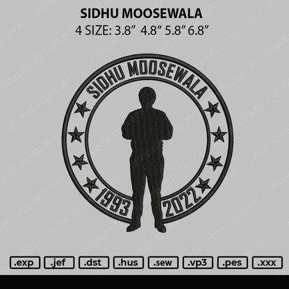 Sidhu Moosewala Embroidery File 4 size