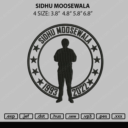 Sidhu Moosewala Embroidery File 4 size