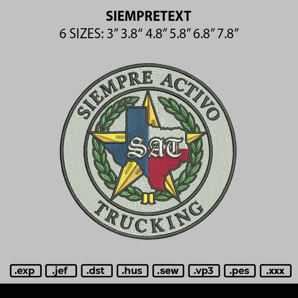 Siempretext Embroidery File 6 sizes