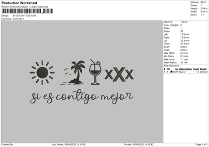 Si En Contigo Embroidery File 6 sizes