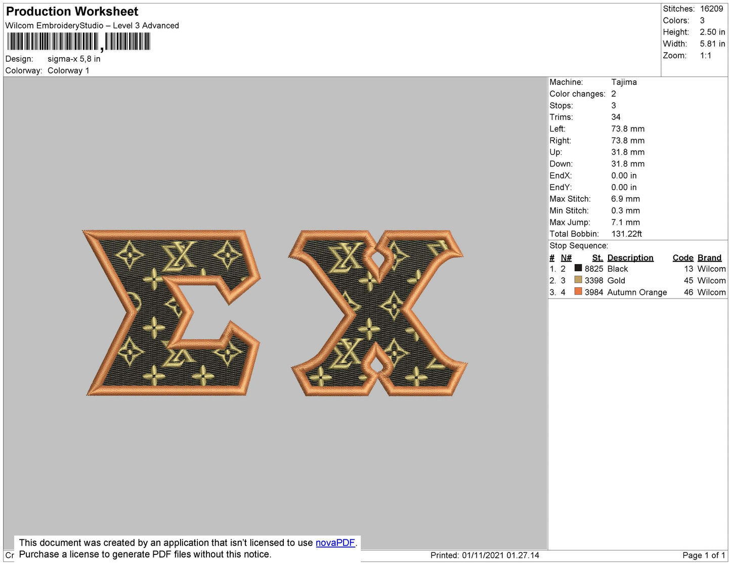 Sigma E X Embroidery File 4 size