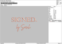 Signedtext Embroidery File 6 sizes