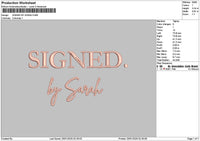 Signedtext Embroidery File 6 sizes
