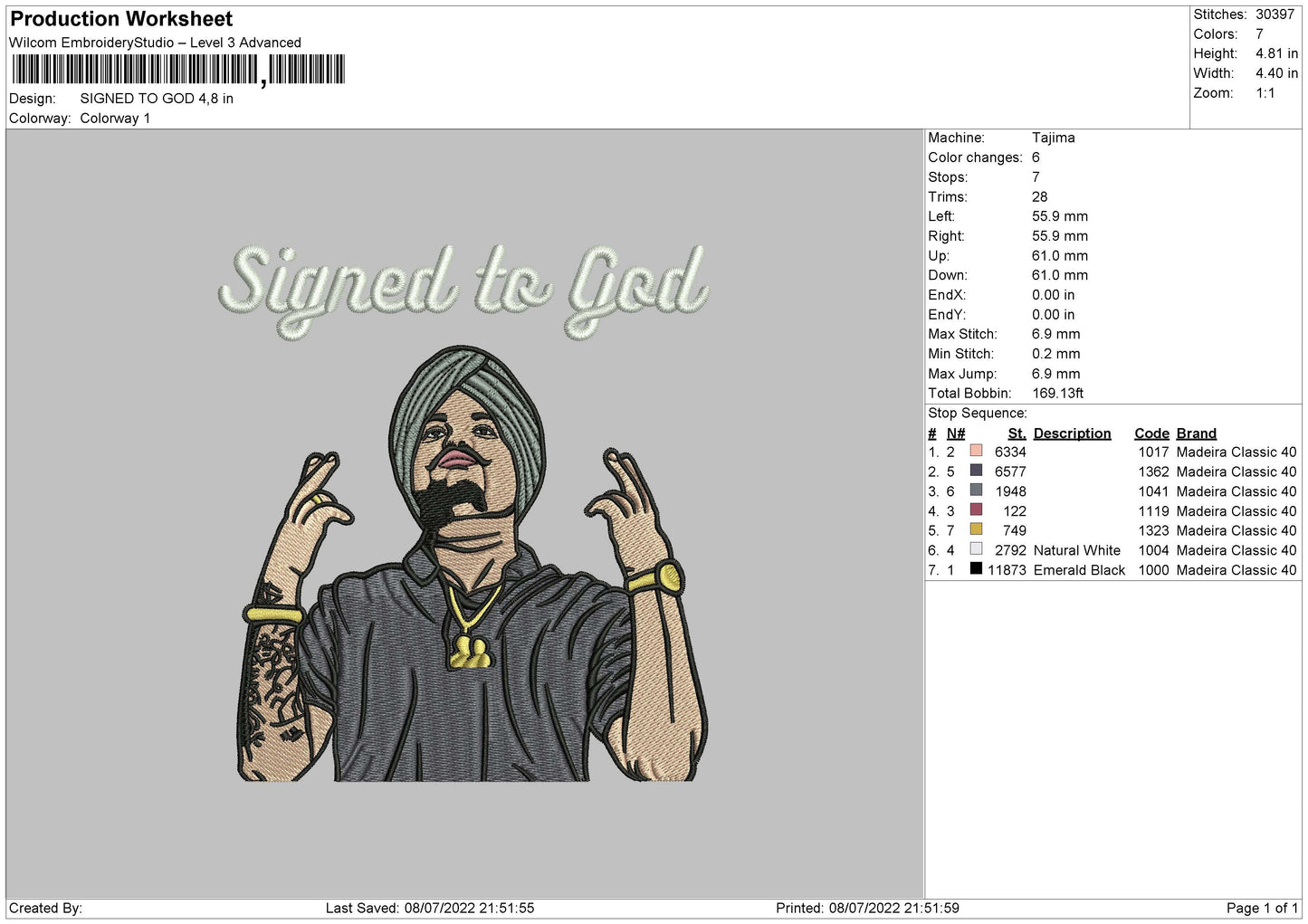 Signed To God Embroidery File 4 sizes