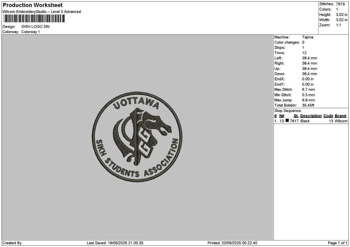 Sikhcircle Embroidery File 6 sizes