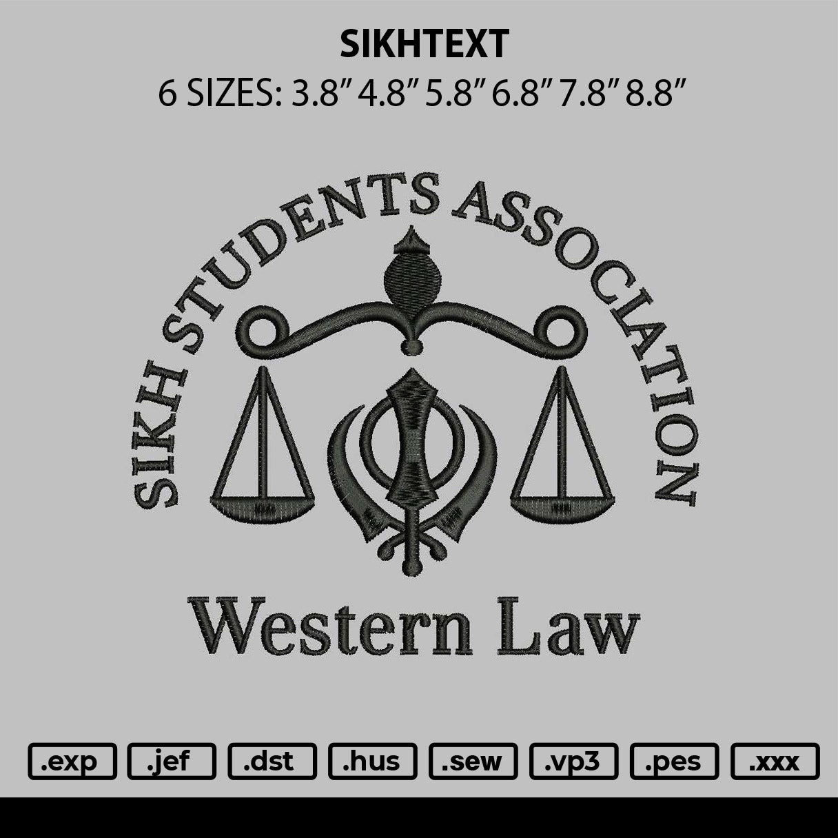 Sikhtext Embroidery File 6 sizes