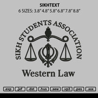 Sikhtext Embroidery File 6 sizes