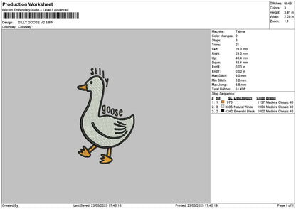 Duck 2305 Embroidery File 6 sizes
