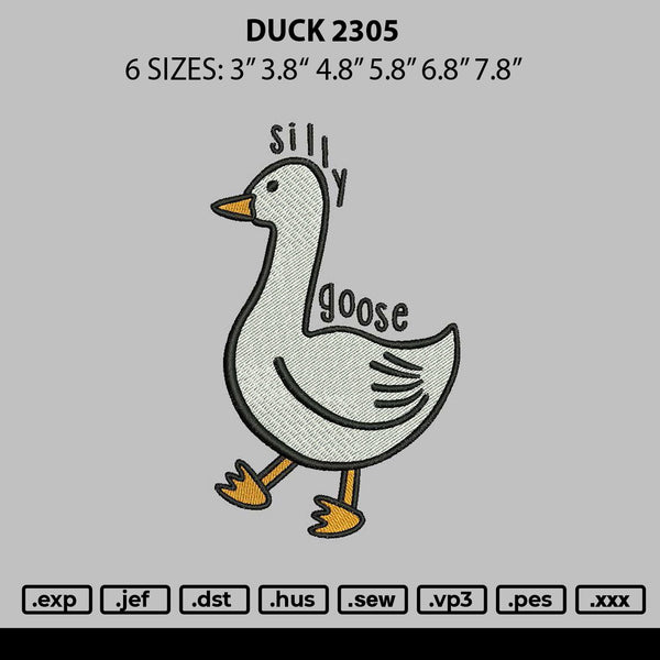 Duck 2305 Embroidery File 6 sizes