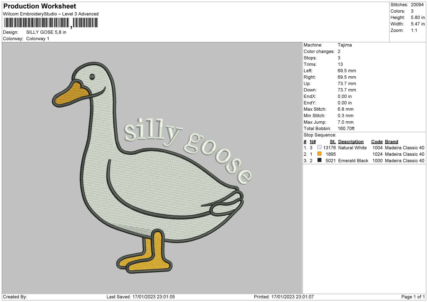 Duck Text 02 Embroidery File 6 sizes