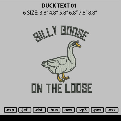 Duck Text 01 Embroider File 6 sizes