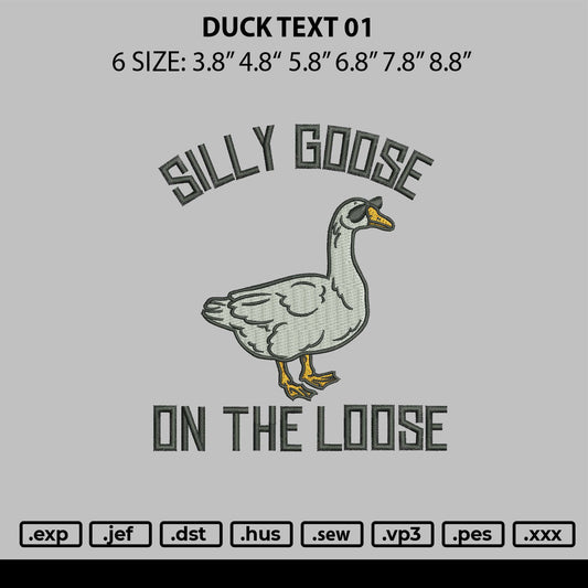 Duck Text 01 Embroider File 6 sizes