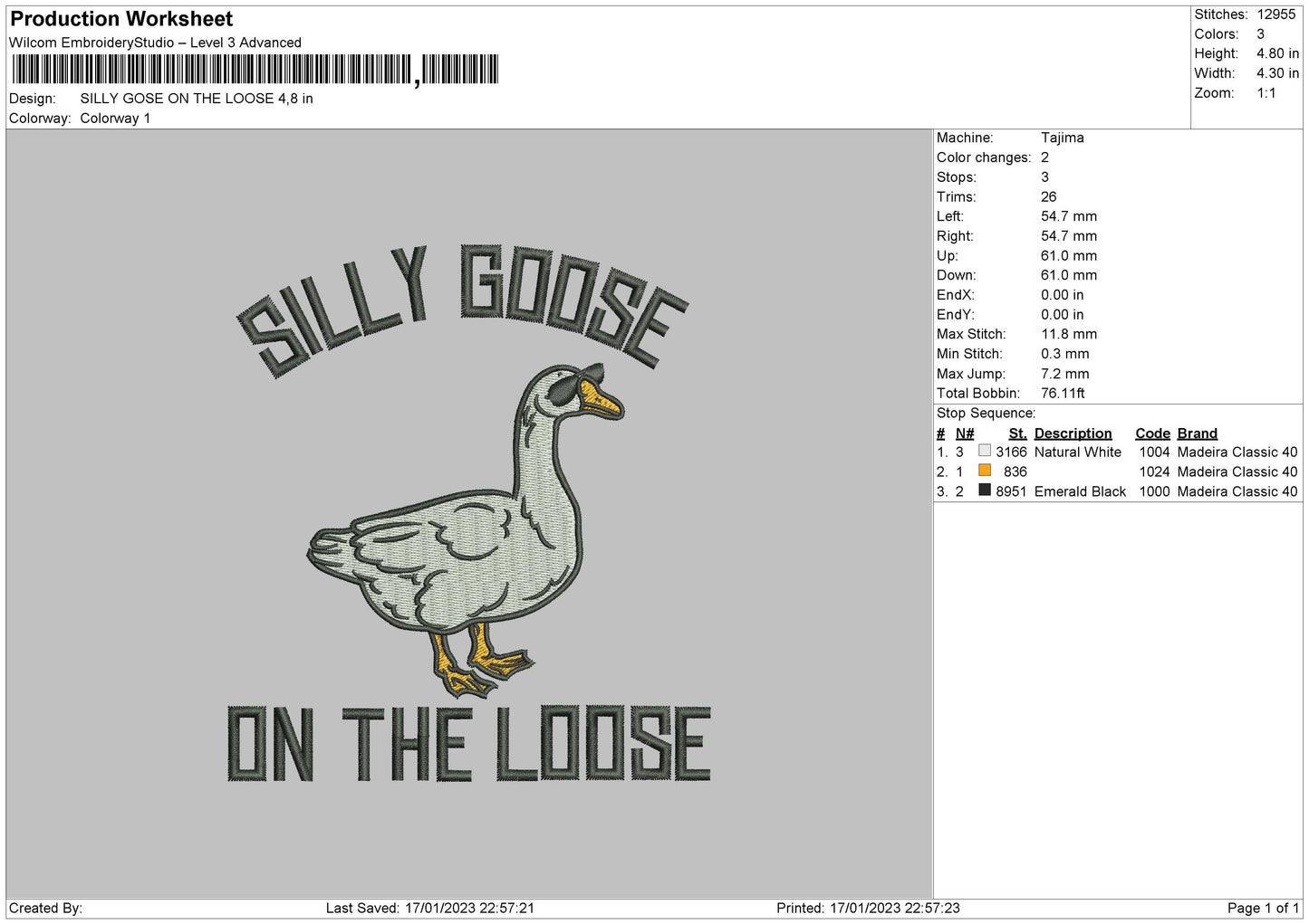 Duck Text 01 Embroider File 6 sizes