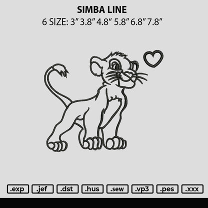 Simba Line Embroidery File 6 sizes