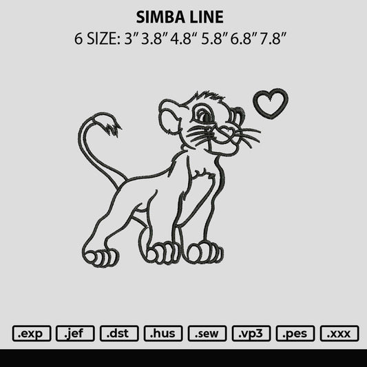 Simba Line Embroidery File 6 sizes