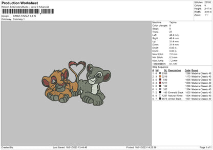 Simba Nala Embroidery File 6 sizes