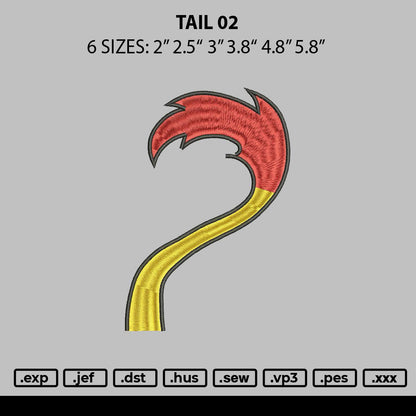 Tail 02 Embroidery File 6 sizes