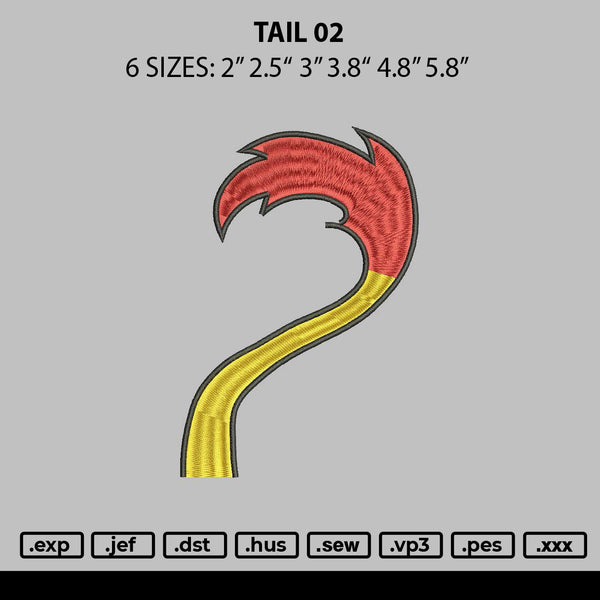 Tail 02 Embroidery File 6 sizes