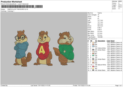 Three Friends Embroidery File 6 sizes