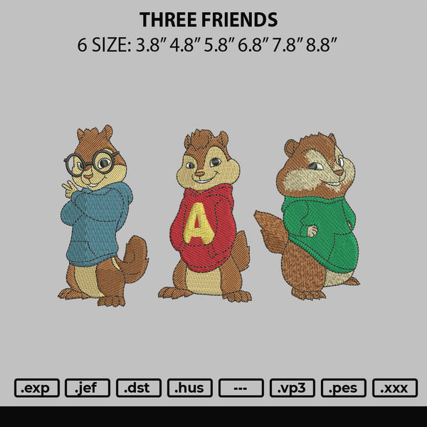 Three Friends Embroidery File 6 sizes