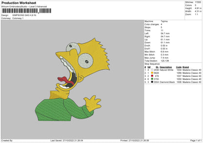 Simpson Gag Embroidery File 6 sizes