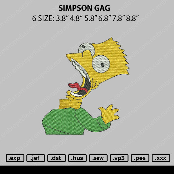 Simpson Gag Embroidery File 6 sizes