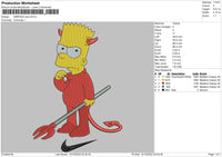 Simpson Devil Embroidery File 6 sizes
