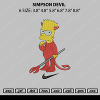 Simpson Devil Embroidery File 6 sizes