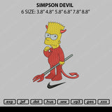 Simpson Devil Embroidery File 6 sizes