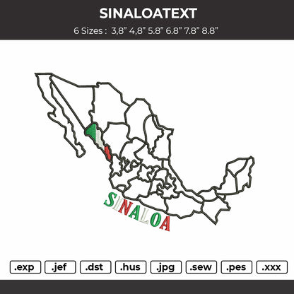 Sinaloatext Embroidery File 6 sizes
