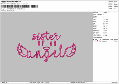 Sister text 1909 Embroidery Machine Design File 6 sizes