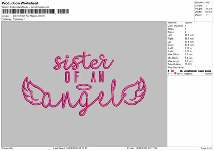 Sister text 1909 Embroidery Machine Design File 6 sizes