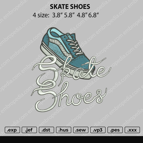 Skate Shoes Embroidery File 4 size