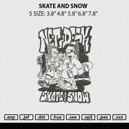 Skate And Snow Embroidery File 5 Sizes