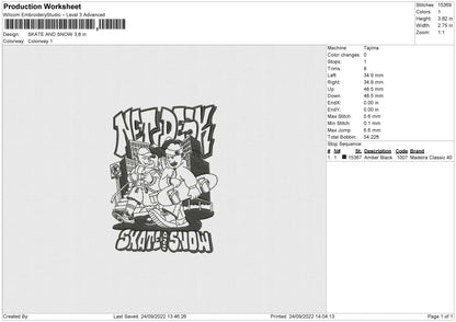 Skate And Snow Embroidery File 5 Sizes