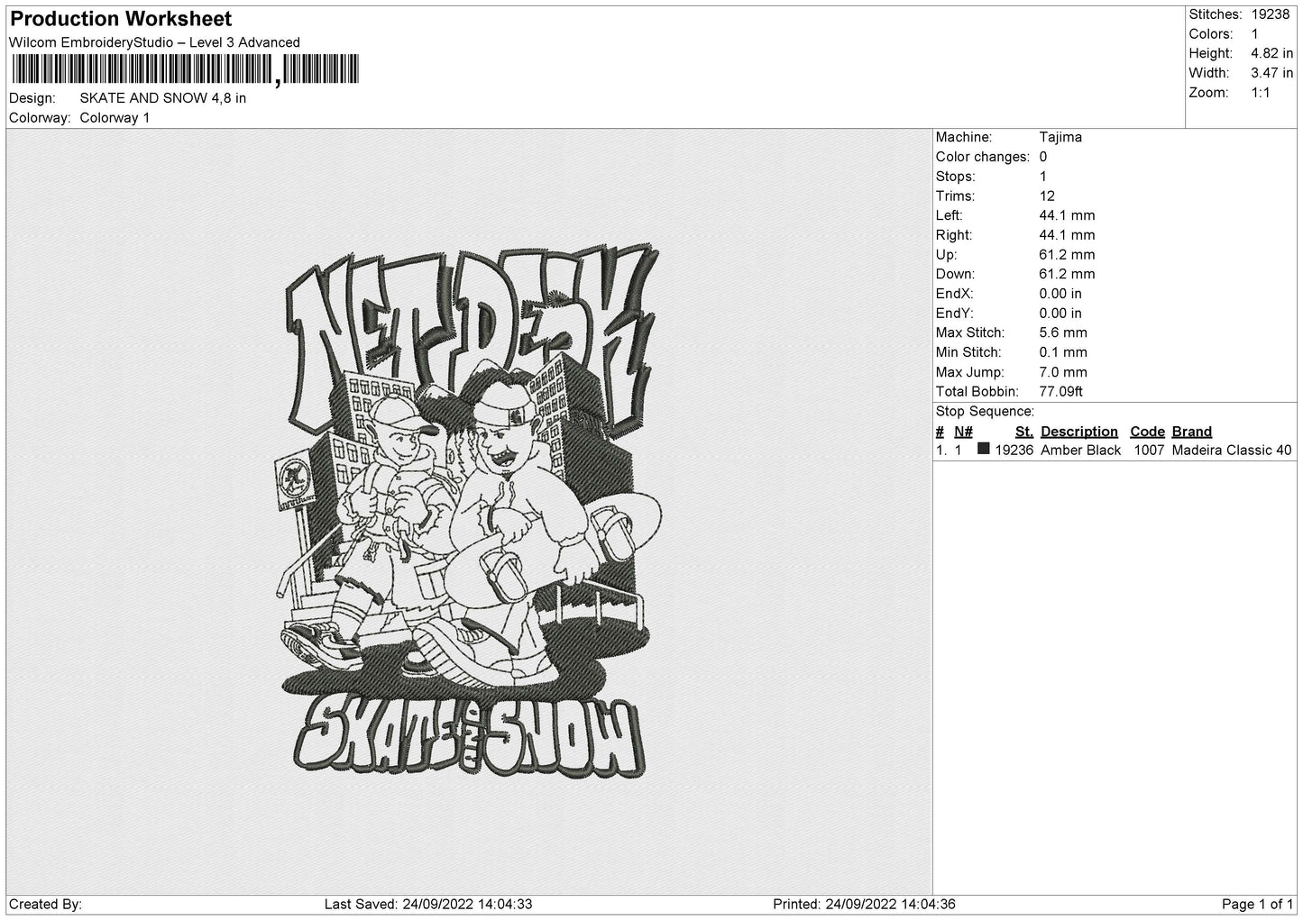 Skate And Snow Embroidery File 5 Sizes