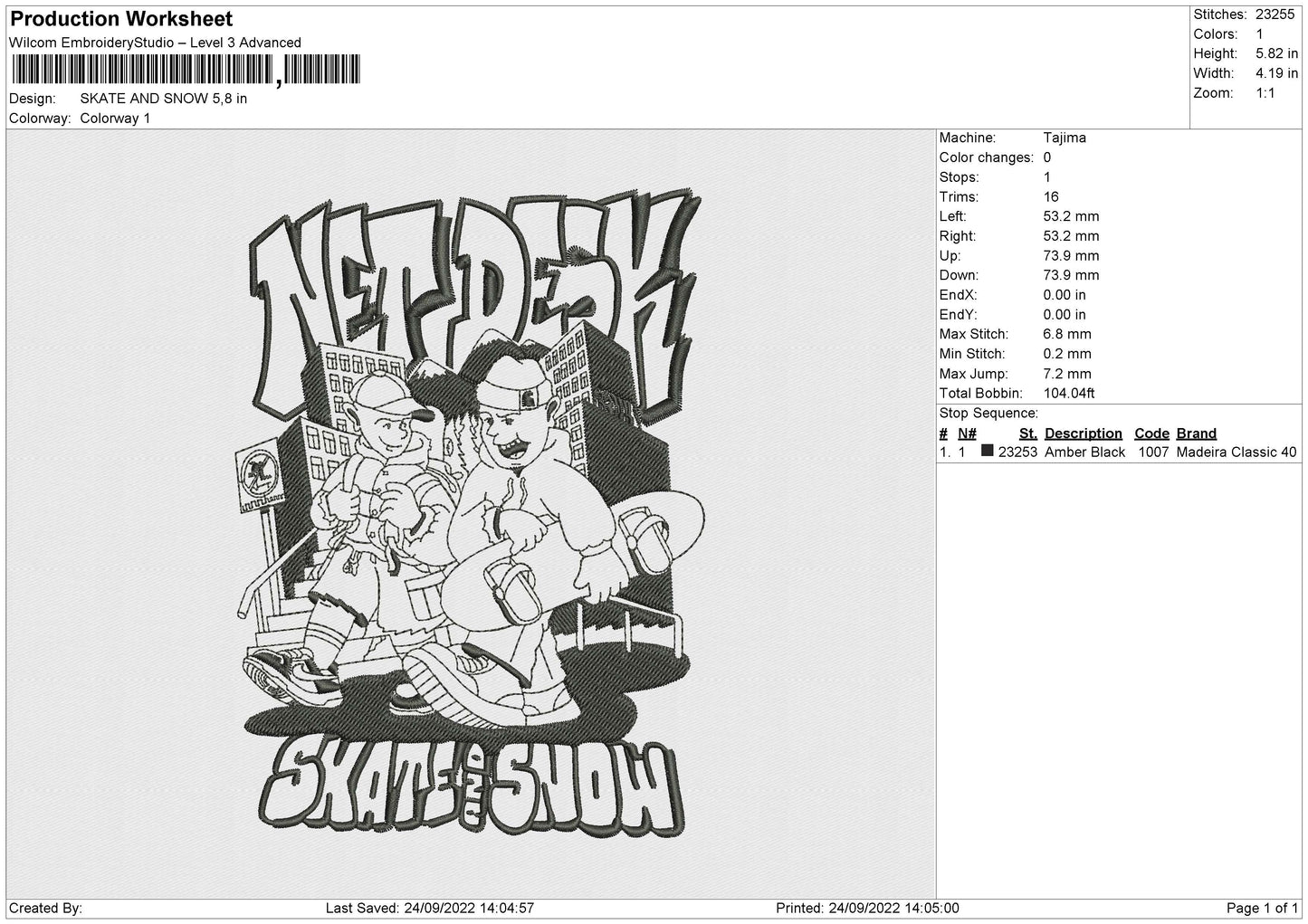 Skate And Snow Embroidery File 5 Sizes