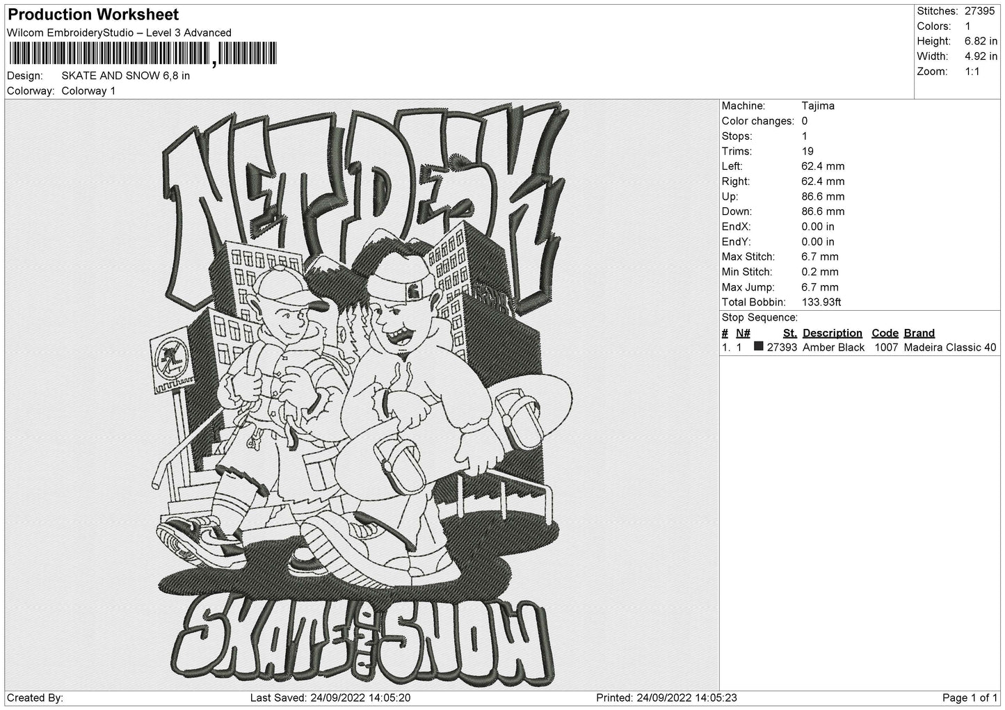 Skate And Snow Embroidery File 5 Sizes
