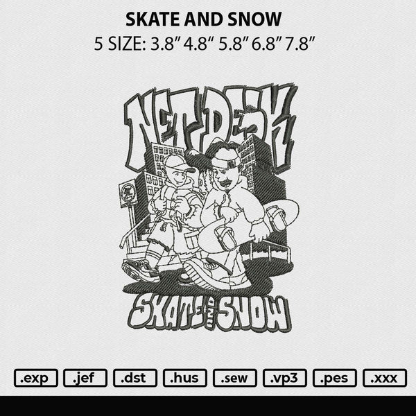 Skate And Snow Embroidery File 5 Sizes