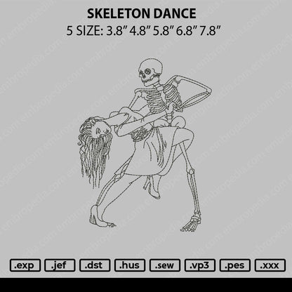 Skeleton Dance Embroidery File 5 sizes