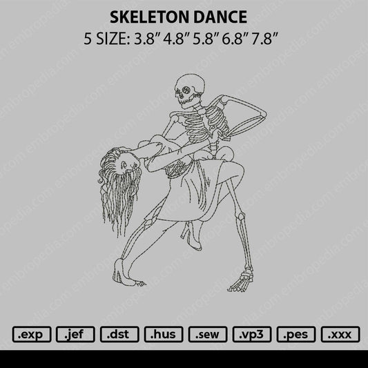 Skeleton Dance Embroidery File 5 sizes