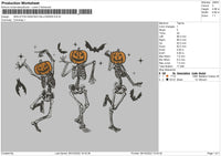 Skeleton Dancing Halloween Embroidery Fle 6 sizes