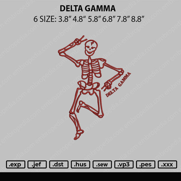 Skeleton Delta Gamma Embroidery File 6 sizes