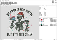 Skeleton Xmas V2 Embroidery File 6 sizes