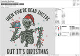 Skeleton Xmas V2 Embroidery File 6 sizes