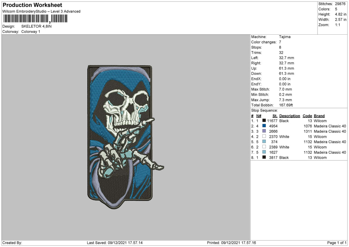 Skeletor Embroidery File 4 size – Master Digitizer