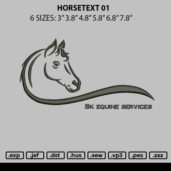Horsetext Embroidery File 6 sizes