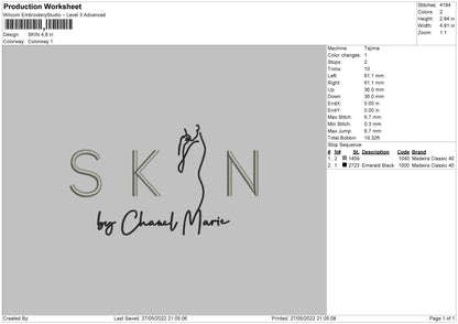 Skin Embroidery File 4 size
